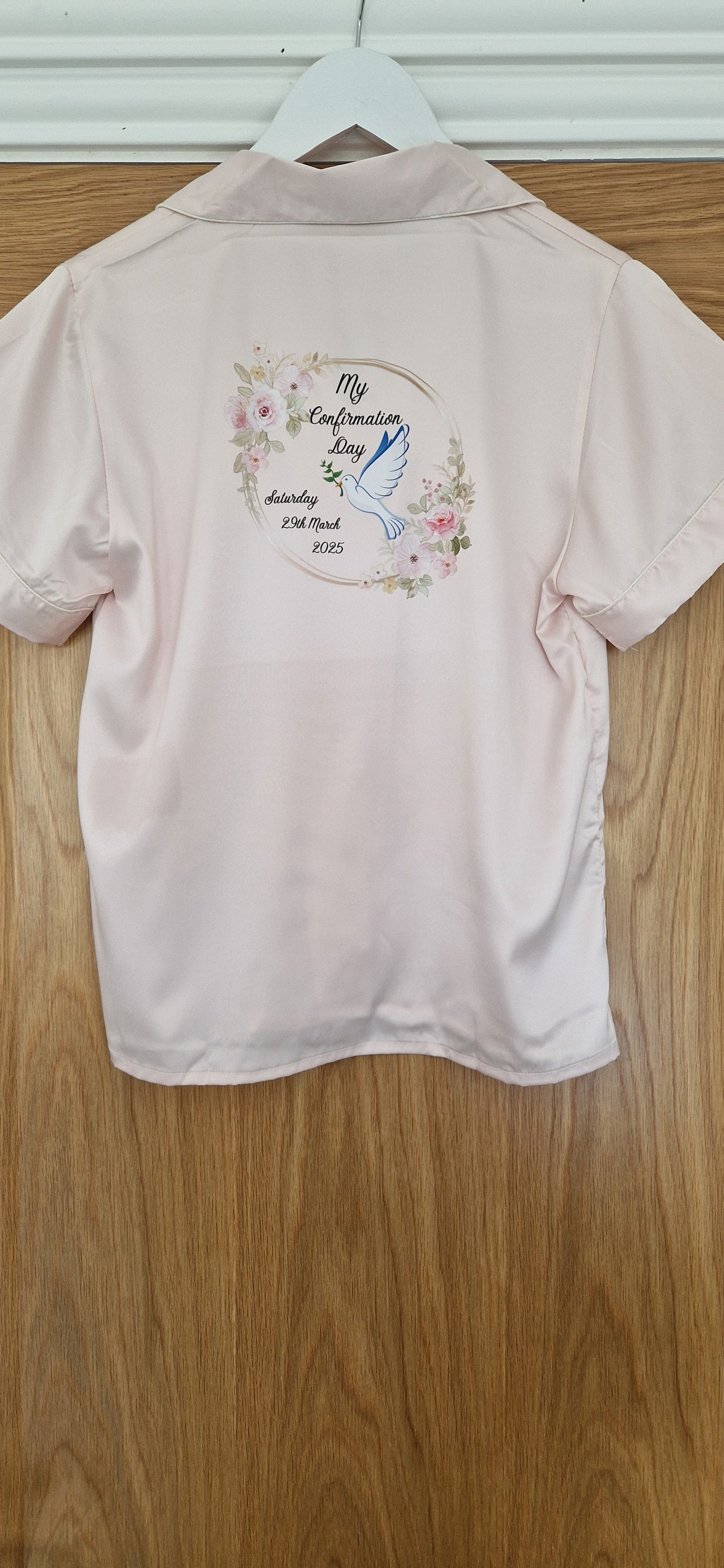 Personalised Luxury White Satin Girls Pyjamas with Black Trim - Flower Girl, Holy Communion & Confirmation PJs