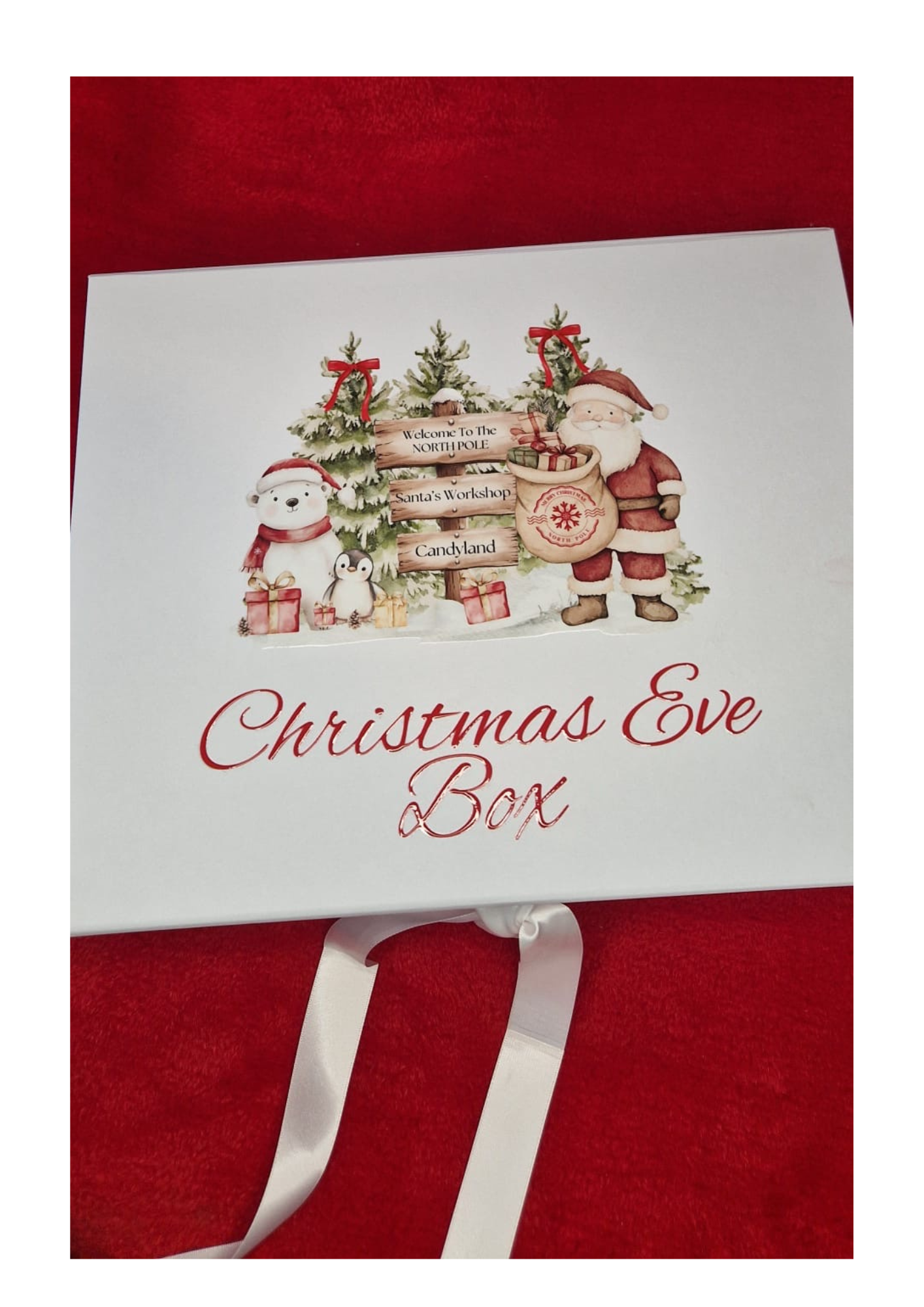 🎁 Personalised Magnetic Close Christmas Eve Box | Custom Name & Image | Ready-Filled Edition