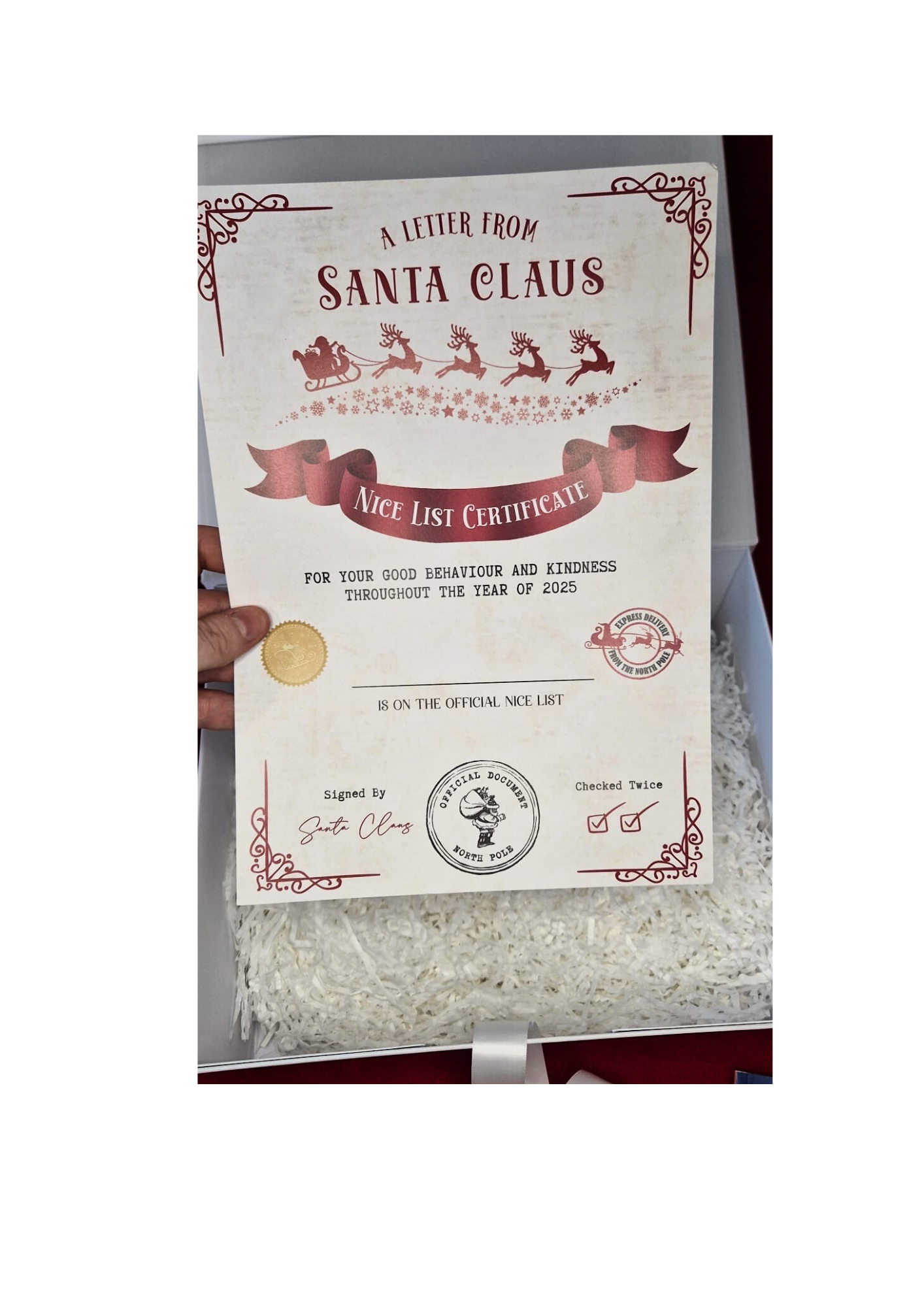 🎁 Personalised Magnetic Close Christmas Eve Box | Custom Name & Image | Ready-Filled Edition