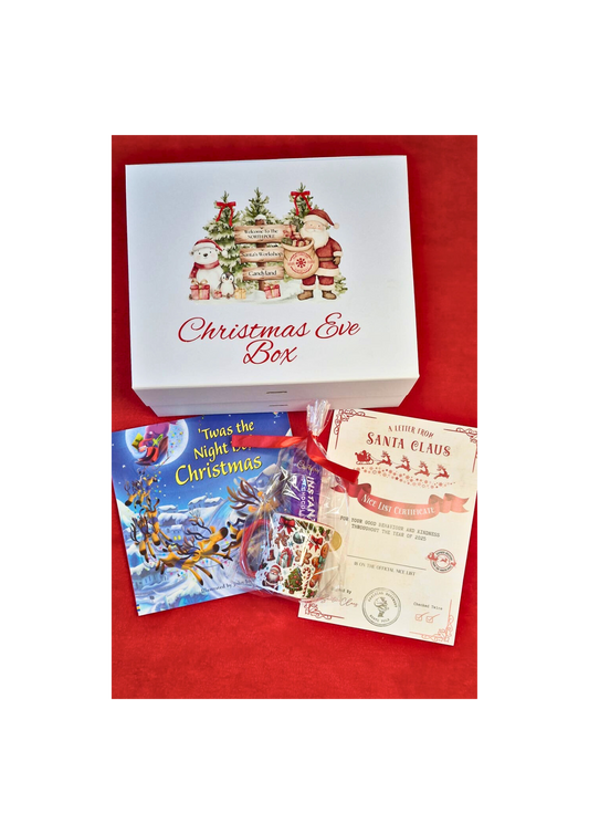 🎁 Personalised Magnetic Close Christmas Eve Box | Custom Name & Image | Ready-Filled Edition