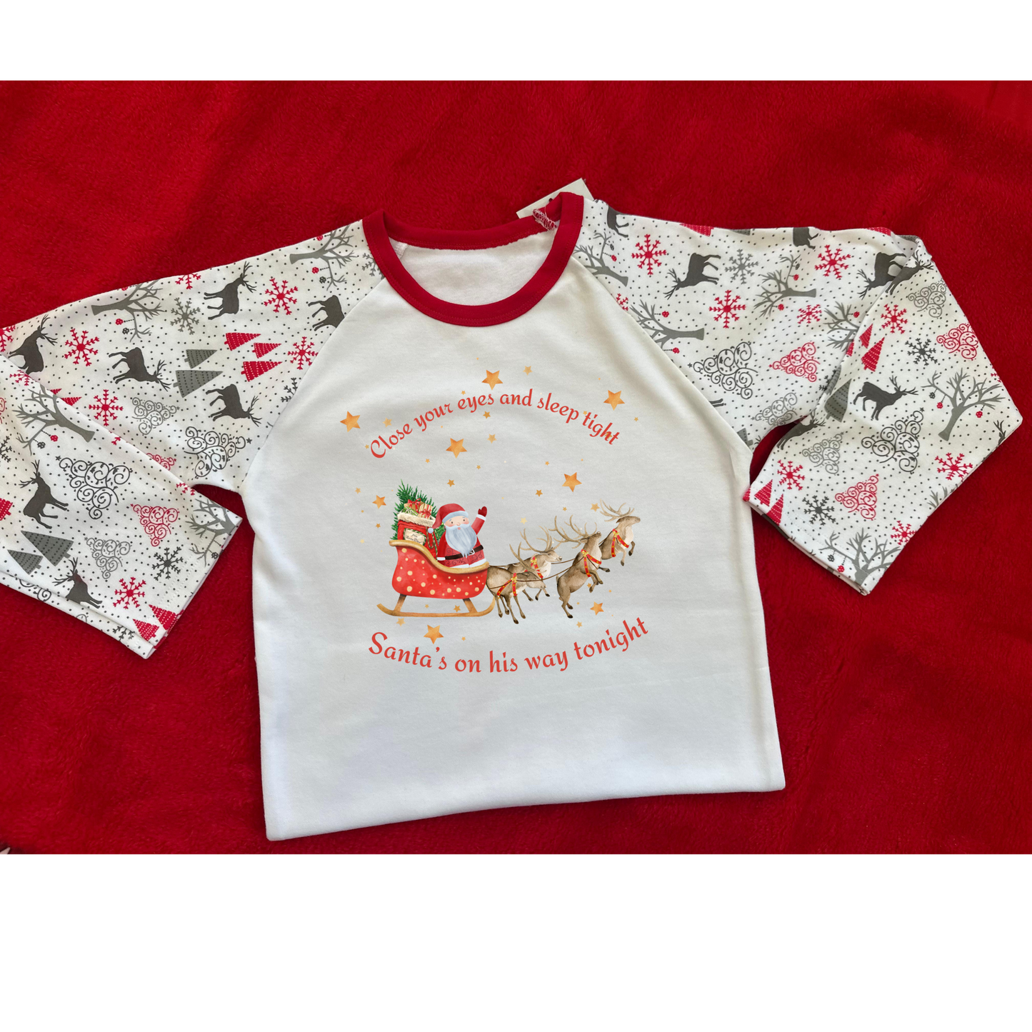 🦌 Personalised Reindeer Print Family Pyjamas | 100% Cotton