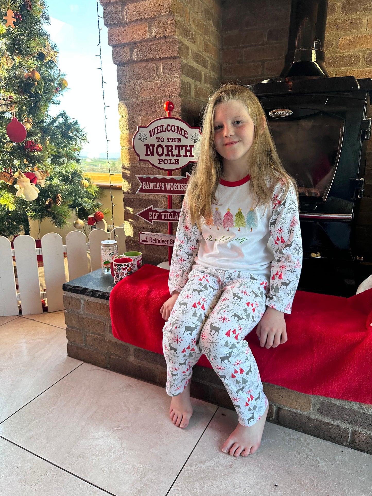 🦌 Personalised Reindeer Print Family Pyjamas | 100% Cotton