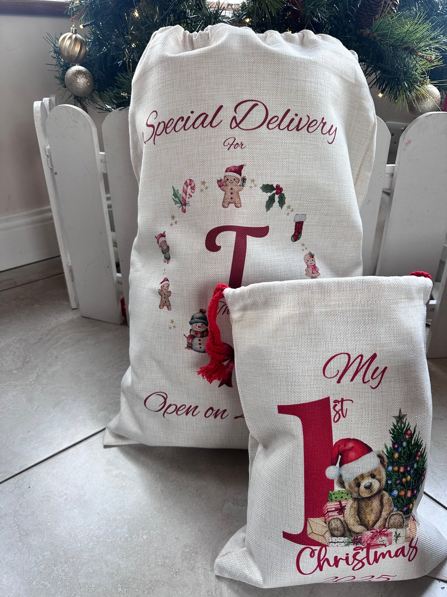 🎅 Personalised Christmas Sack | Linen Santa Bag | Large & Small Sack | Custom Kids Gift