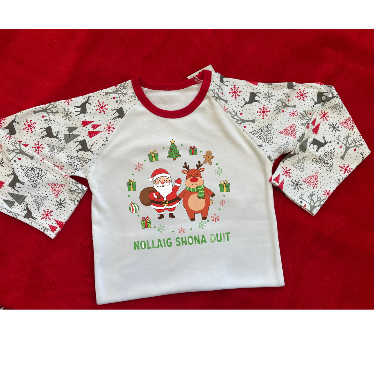 🦌 Personalised Reindeer Print Family Pyjamas | 100% Cotton