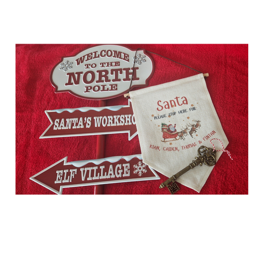 Santa Please Stop Here For..." Personalised Christmas Flag